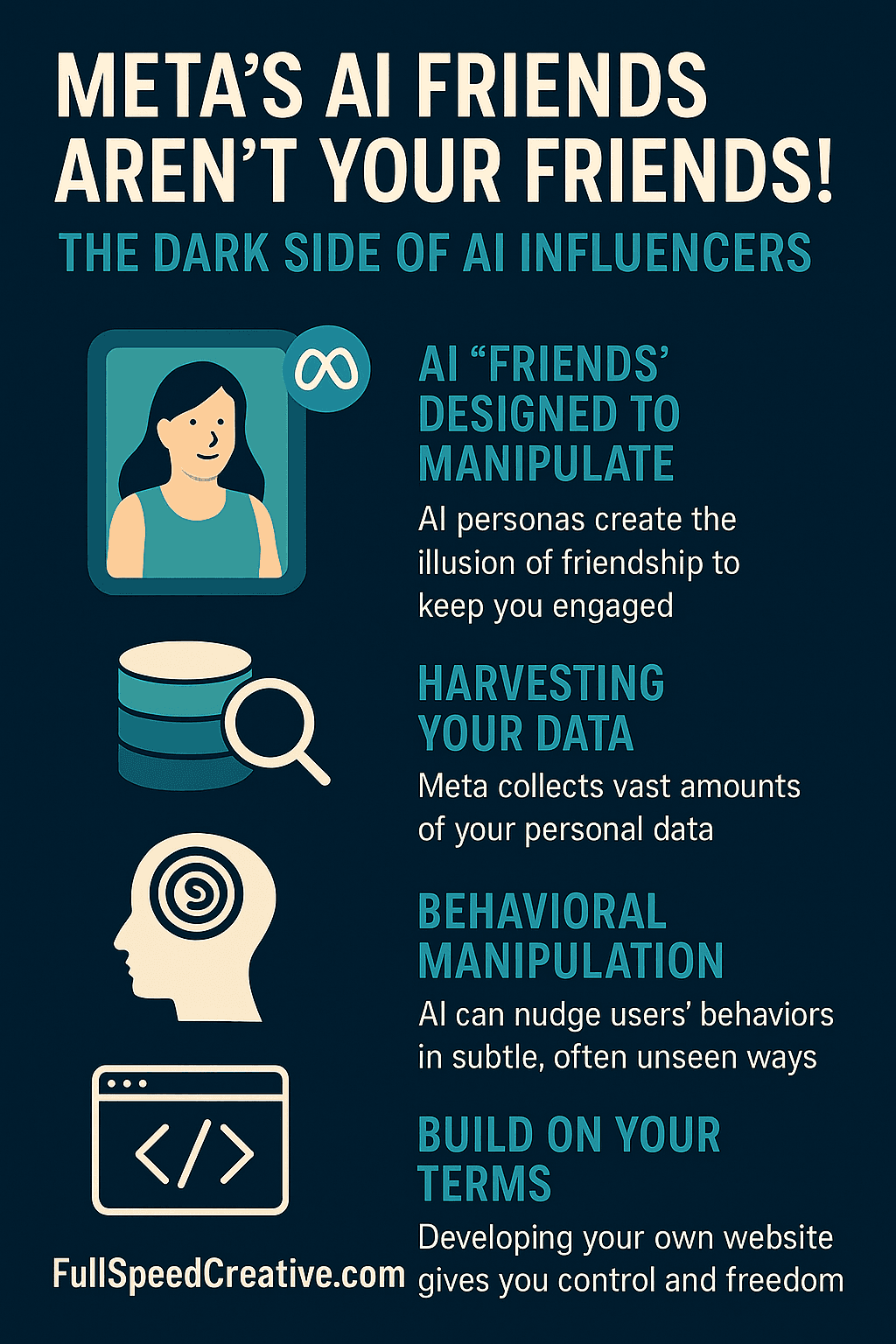 Infographic showing the dark side of Meta's AI Friends
